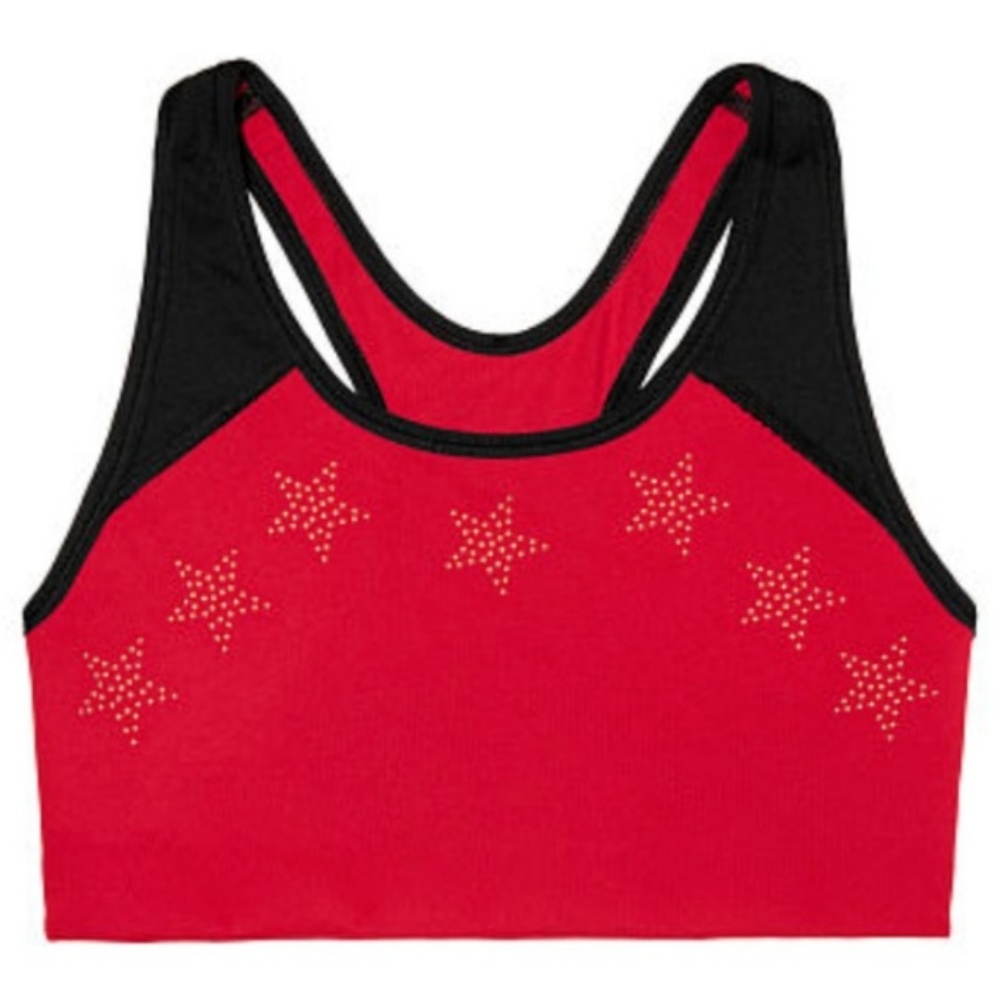 PINK Ultimate Red Black Star Racerback Sports Bra NWT sz M